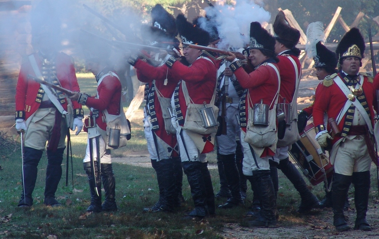 British soldiers firing their muskets