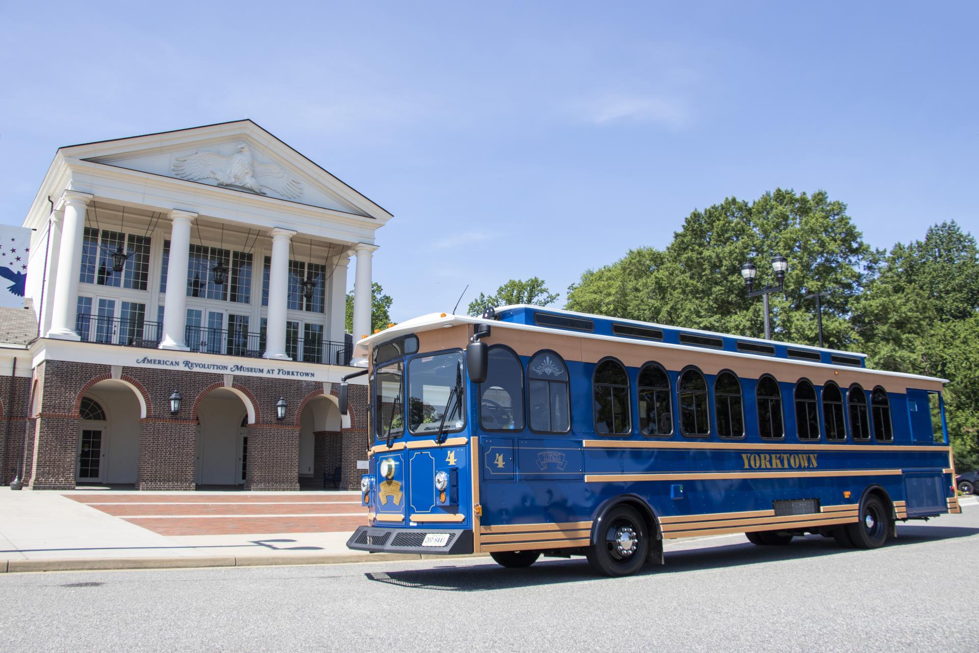 Yorktown Trolley at the American Revolution Museum at Yorktown. York County Tourism & Events photo.