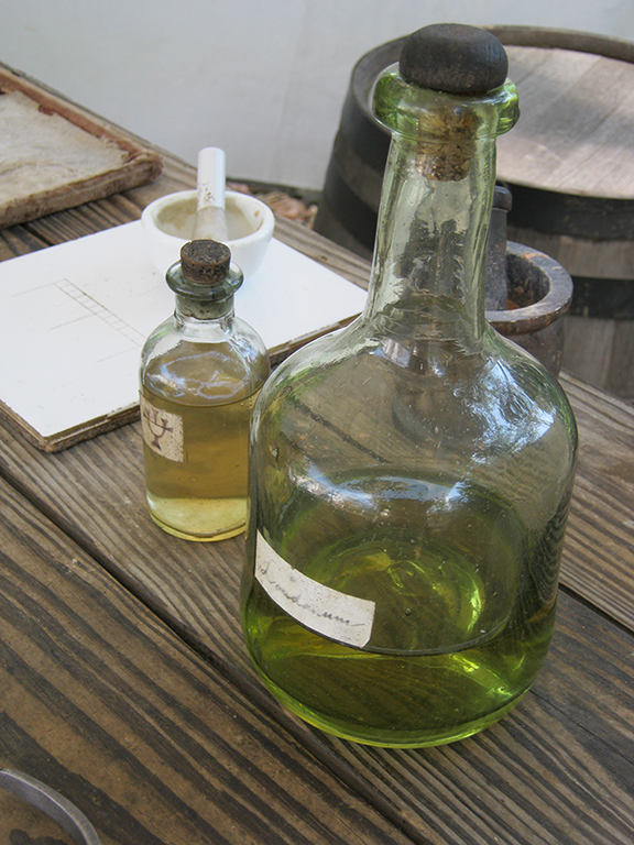 Medicinal bottles on a table