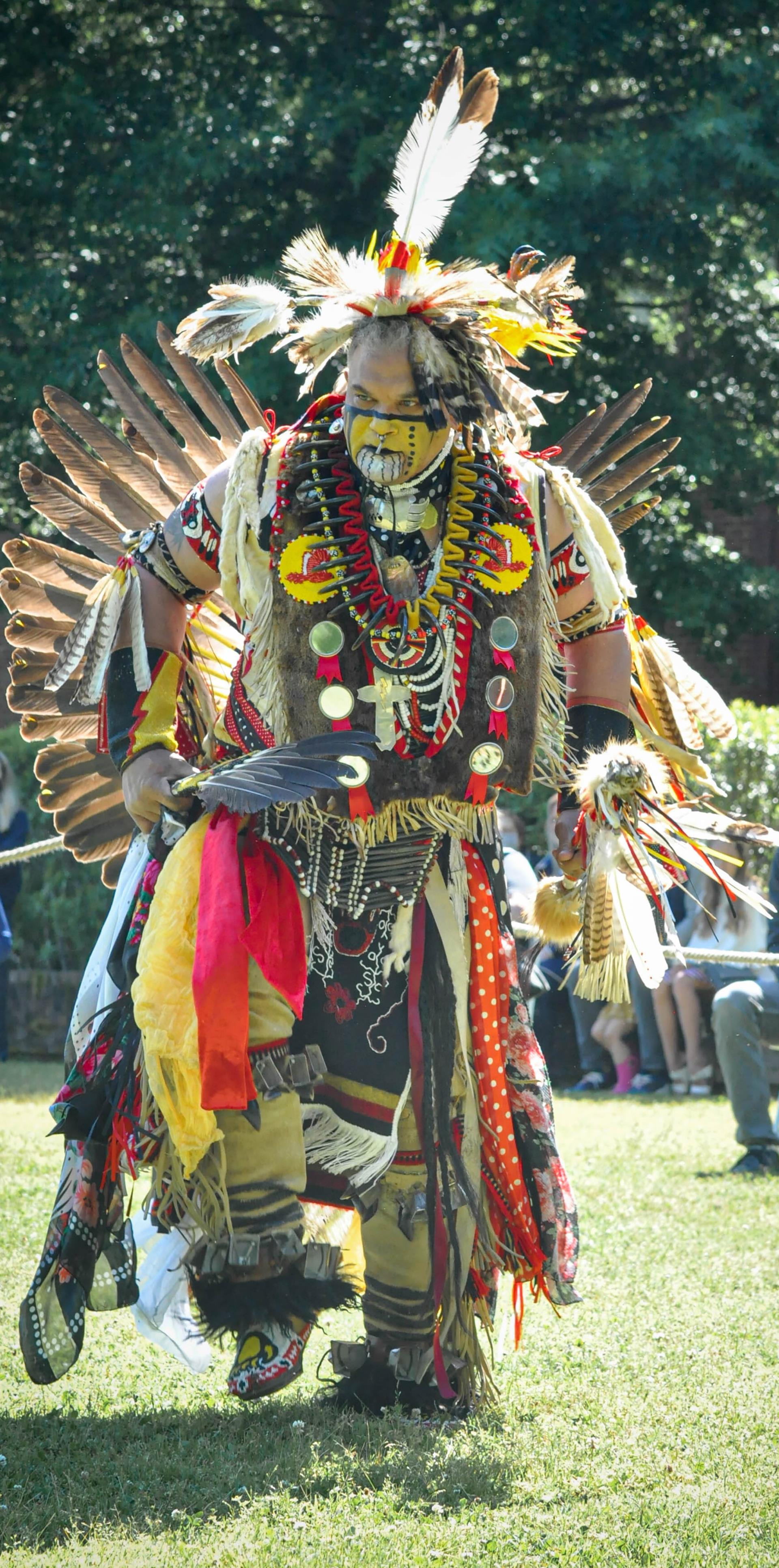 A Virginia Indian dance performer at Indigenous Arts Day