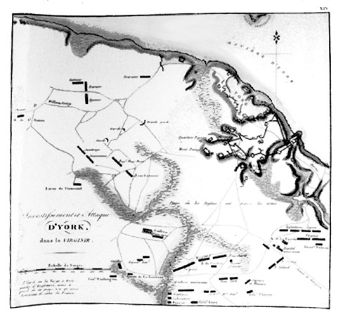 The French plan of entrenchments at Yorktown in 1781. Jamestown-Yorktown Foundation Collection.